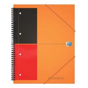 Oxford A4 International 160 Pages 80gsm Wirebound Polypropylene 4 Hole Punched Perforated Meeting Book Orange