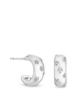 Jon Richard Rhodium Plated Cubic Zirconia Celstial Hoop Earrings, Silver, Women
