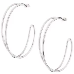 Ladies Karen Millen Silver Plated Criss-Cross Hoop Earring