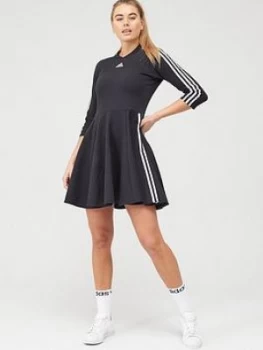 Adidas 3 Stripe Skater Dress - Black, Size L, Women