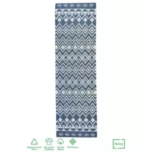 Relay Recycled Cotton Ethnic Rug Navy 060X180Cm