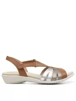 Hotter Hotter Flare Wide Fitting Multi Strap Leather Sandals - Tan Multi, Brown, Size 5, Women