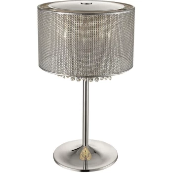 4 Light Table Lamp Silver, Crystal Glass, G9 - Spring Lighting