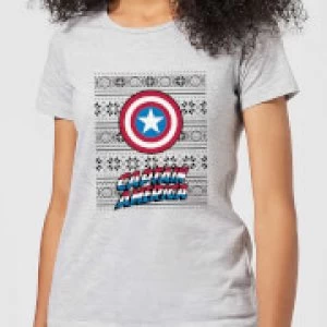 Marvel Captain America Womens Christmas T-Shirt - Grey - 3XL