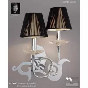 Acanto wall light with switch 2 E14 bulbs, polished chrome with Black lampshades