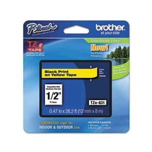 Brother P-touch TZE631 12mm Tape Black on Yellow