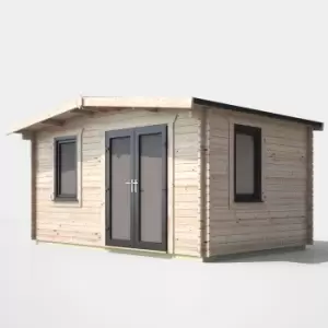 Power 10' x 14' Chalet Log Cabin - Right Side Double Door