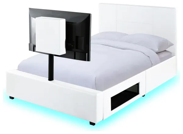 X Rocker Living Ava Kingsize TV and Gaming Bed Frame - White