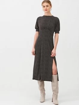 Oasis Spot Empire Line Midi Dress, Multi Black, Size L, Women
