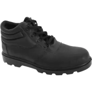 Grafters Mens Grain Leather Treaded Safety Toe Cap Boots (8 UK) (Black) - Black