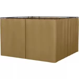 Outdoor Privacy Curtain 4-Panel Sidewalls for 3 x 3 (m) Gazebos Brown - Brown - Outsunny