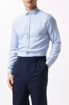 Blue Tailored Fit Long Sleeve Puppytooth Cutaway Collar Shirt
