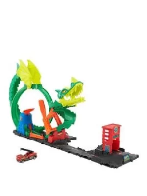 Hot Wheels Dragon Drive Firefight Playset And Vehicle