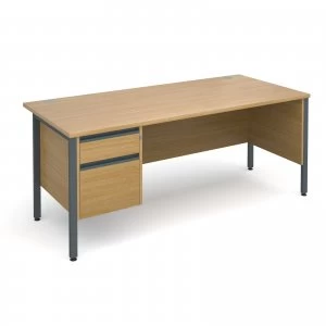 Maestro 25 GL Straight Desk With 2 Drawer Pedestal 1800mm - Graphite H
