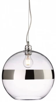 1 Light Globe Ceiling Pendant Chrome, Clear Glass, E27