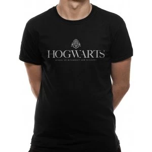 Harry Potter - Hogwarts Pride White Logo Mens Large T-Shirt - Black