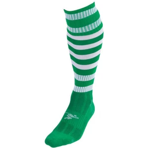 Precision Hooped Pro Football Socks Green/White - UK Size J12-2
