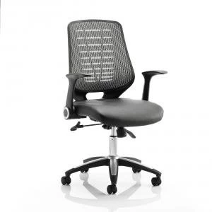 Sonix Relay Task Operator Chair With Arms Leather Seat Back Silver Ref