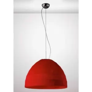 Diyas - Domo pendant lamp 3 Bulbs chrome polished / red Fabric shade