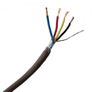 CQR Brown 0.182mm 4 Core 2 Pair Round Professional Screened Copper PVC Intruder Burglar Alarm Security Cable - 10 Meter