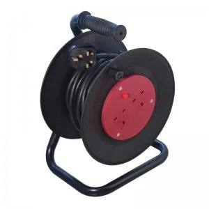 CED WCR252 Black 2 Gang Open Cable Reel With 25m Cable 13A 240V