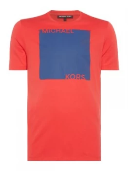 Mens Michael Kors Colourfield Square Logo T shirt Red
