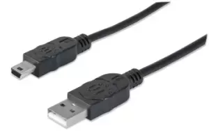 Manhattan USB-A to Mini-USB Cable, 1.8m, Male to Male, Black, 480...