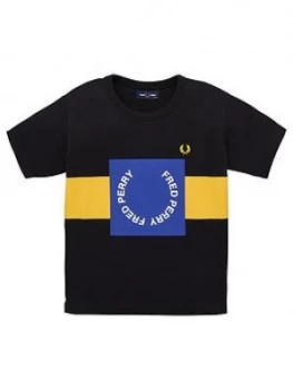 Fred Perry Boys Colour Block Graphic Short Sleeve T-Shirt - Black, Size 3-4 Years
