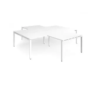 Bench Desk 4 Person With Return Desks 2800mm White Tops With White Frames Adapt