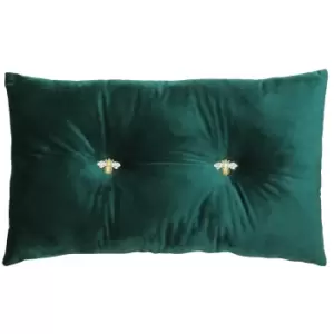Bumble Bee Velvet Cushion Emerald