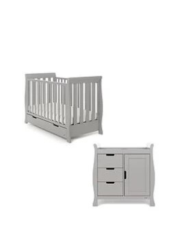 Obaby Stamford Mini Sleigh 3 Piece Nursery Furniture Room Set - Warm Grey