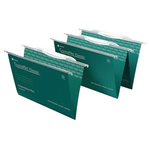 Rexel Crystalfile Classic Foolscap Suspension File with Link Tabs V-Base Green - 1 x Pack of 50 Suspension Files