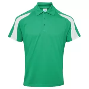 AWDis Just Cool Mens Short Sleeve Contrast Panel Polo Shirt (2XL) (Kelly Green/Arctic White)