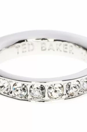 Ted Baker Ladies Silver Plated Claudie Narrow Crystal Band Ring Sm TBJ1051-01-02SM