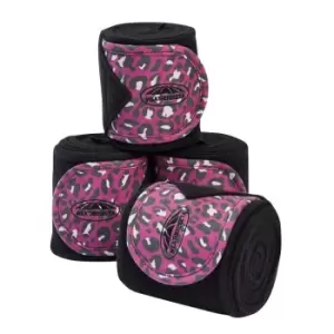 Weatherbeeta Leopard Fleece Bandages 4 Pack - Pink