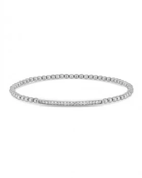 Simply Silver Bar Beaded Stetch Bracelet
