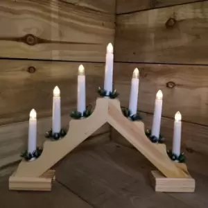 Premier 7 Bulb Wooden Candlebridge / Arch 40cm Battery Operated