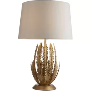 Endon Delphine Decorative Gold Layered Leaf Table Lamp with Ivory Fabric Shades