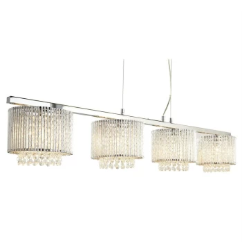 Searchlight Lighting - Searchlight Elise - 4 Light Ceiling Pendant Bar Chrome, Clear with Crystals, G9