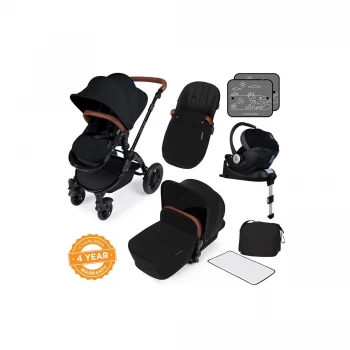 Ickle Bubba Stomp V3 i-Size Travel System with Isofix Base -Graphite Grey on Silver with Tan Handles