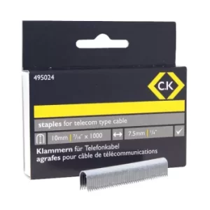 CK Tools 495024 Telecom cable staples 4.5mm wide x 10mm deep Box O...