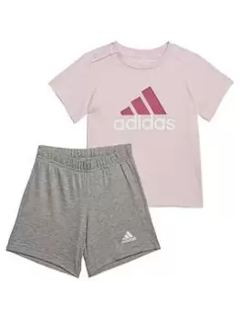 adidas Sportswear Infant Big Logo Short and T-Shirt Set - Light Pink, Size 3-4 Years