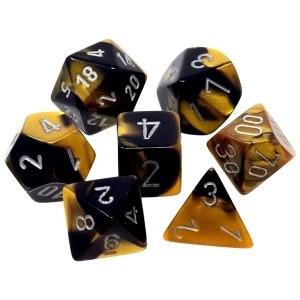 Chessex Gemini Poly 7 Set: Black - Gold/Silver