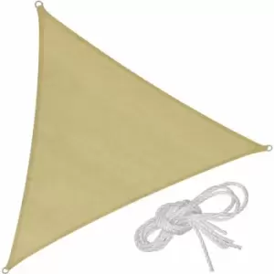 Sun shade sail triangular, beige - garden sun shade, garden sail shade, sun canopy - 400 x 400 x 400cm - beige