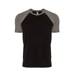 Next Level Adults Unisex Contrast Cotton Raglan T-Shirt (XS) (Warm Grey/Black)