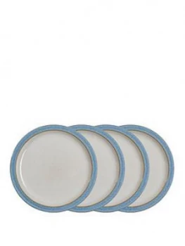 Denby Elements Blue Dinner Plates ; Set Of 4