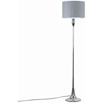 Chrome Spindle Floor Lamp + Grey Light Shade