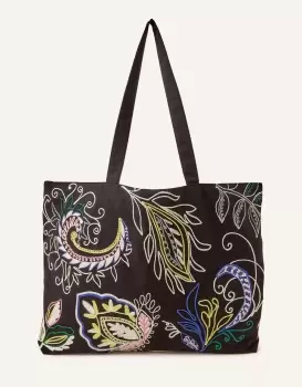 Accessorize Womens Paisley Embroidered Shopper Bag, Size: 49x38cm