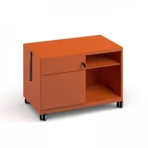 Bisley steel caddy left hand storage unit 800mm - orange