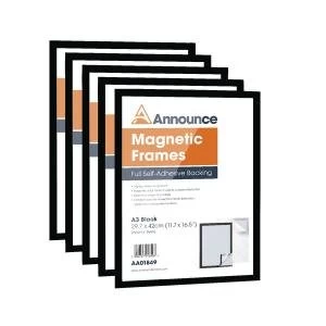 Announce Magnetic Frame A3 Black Pack of 5 AA01850